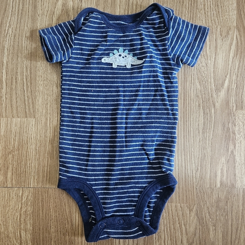Carter's Navy Striped Dinosaur Bodysuit